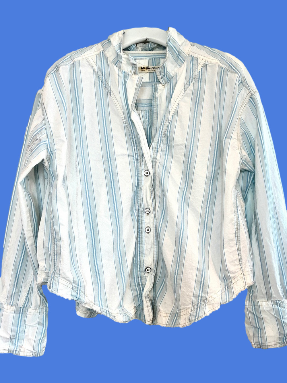 Free People Pale Blue Striped Button-Down Shirt - Picture 3 of 9